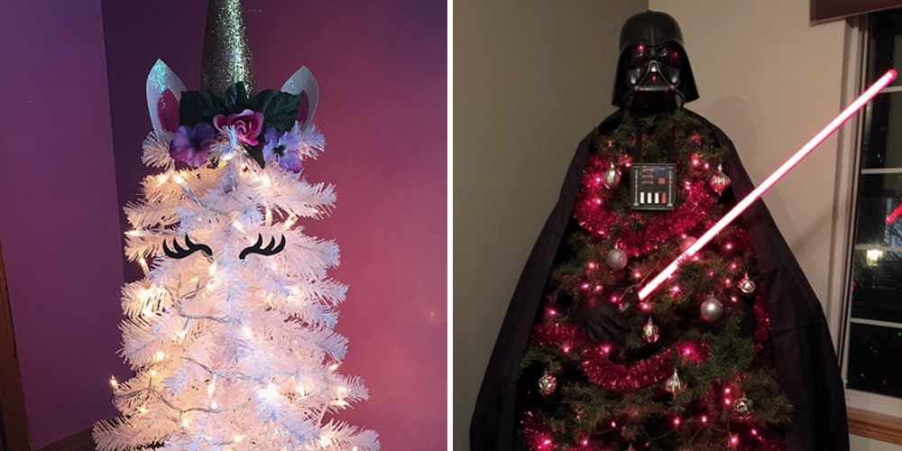 8 Awesome Christmas Tree Trends for 2019 unicorn darth vader trees