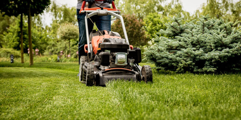 salisbury greenhouse man mowing lawn
