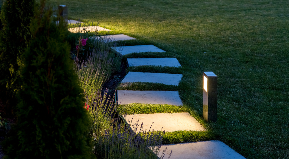 Salisbury Greenhouse-Sherwood Park-Alberta-Atmospheric Nighttime Lighting-Garden Path Lighting