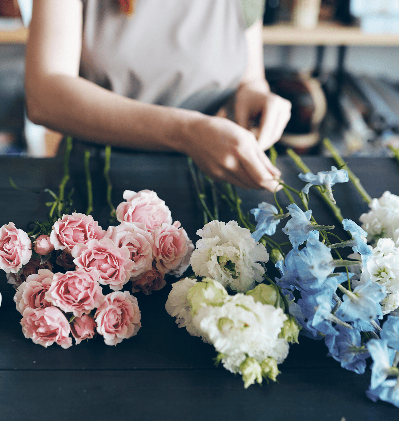 salisbury floral studio preparing cut flowers