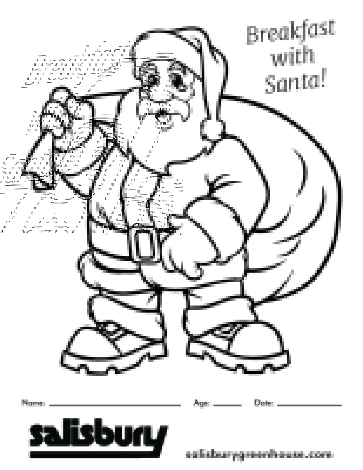 Santa with bag Colouring Sheet | Salisbury Greenhouse - St. Albert, Sherwood Park
