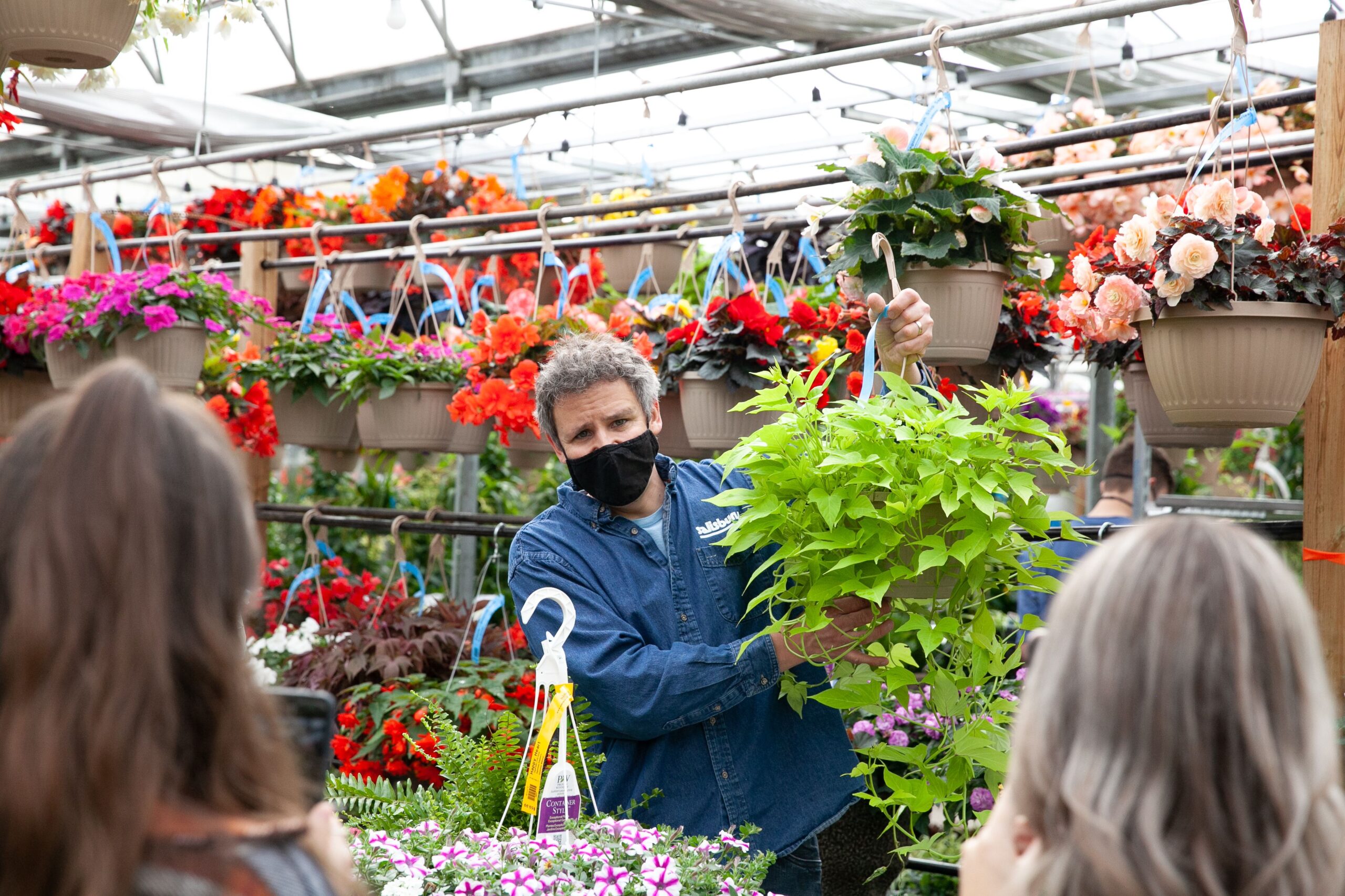 Edmonton garden center owner hanging basket.